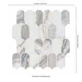 Edessa Scallop Bardiglio White 12” x 13” Polished Marble Mosaic