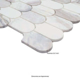 Edessa Scallop Bardiglio White 12” x 13” Polished Marble Mosaic