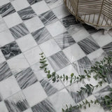 3x3 Bardiglio Gray Carrara Blend Polished Marble Mosaic, 12x12