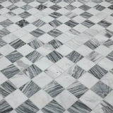 3x3 Bardiglio Gray Carrara Blend Polished Marble Mosaic, 12x12