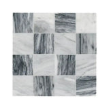 3x3 Bardiglio Gray Carrara Blend Polished Marble Mosaic, 12x12