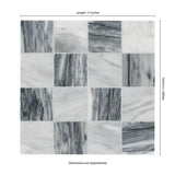 3x3 Bardiglio Gray Carrara Blend Polished Marble Mosaic, 12x12