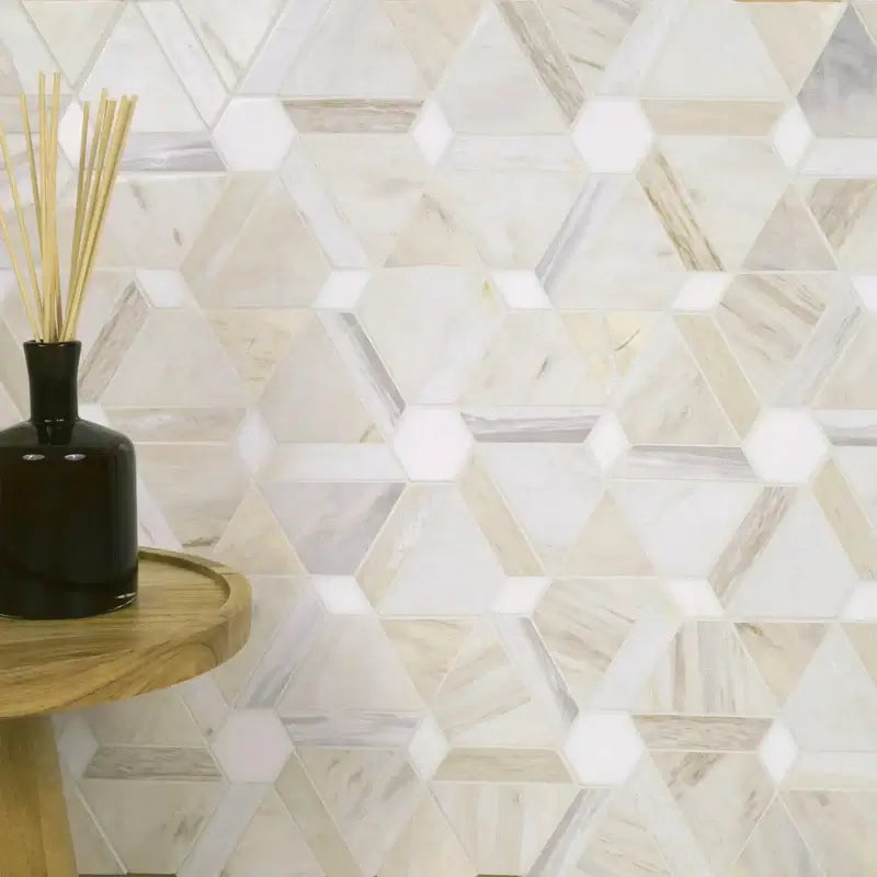 Angora Floralis 11" X 12" Polished Marble Mosaic Floor And Wall Tile