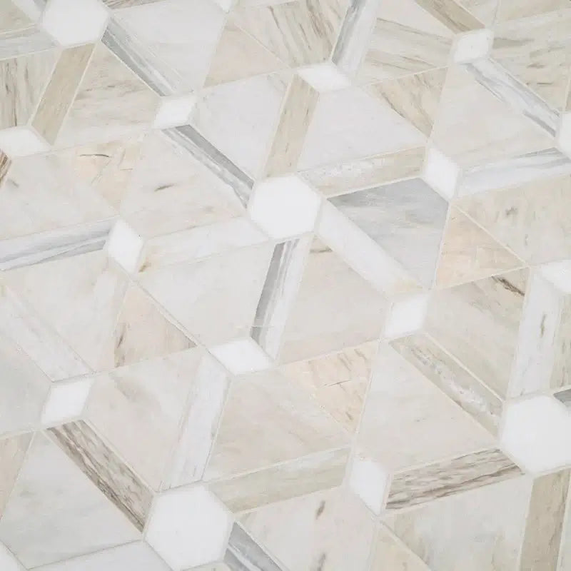 Angora Floralis 11" X 12" Polished Marble Mosaic Floor And Wall Tile
