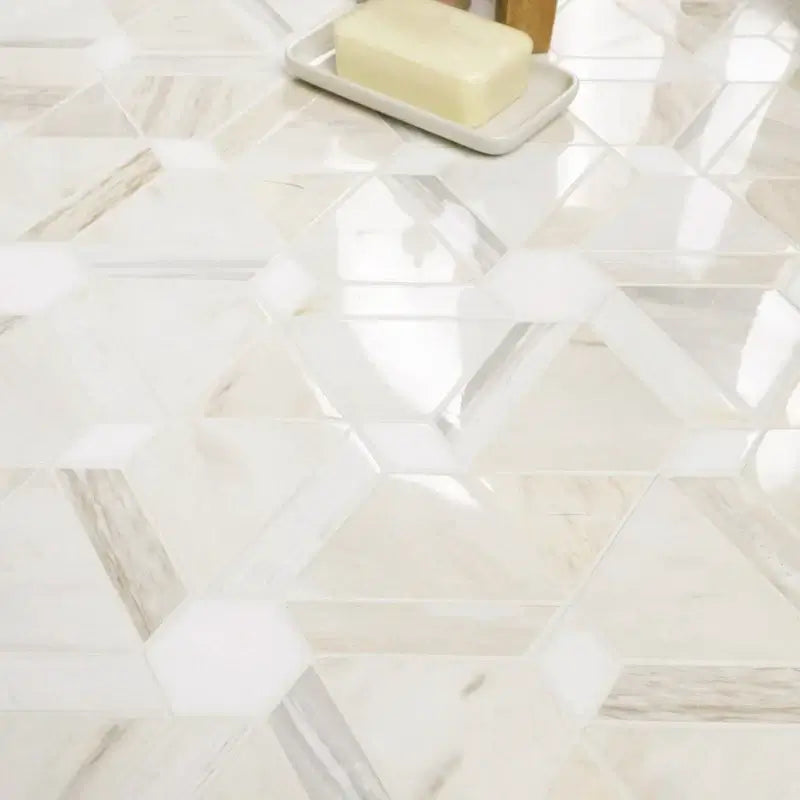Angora Floralis 11" X 12" Polished Marble Mosaic Floor And Wall Tile