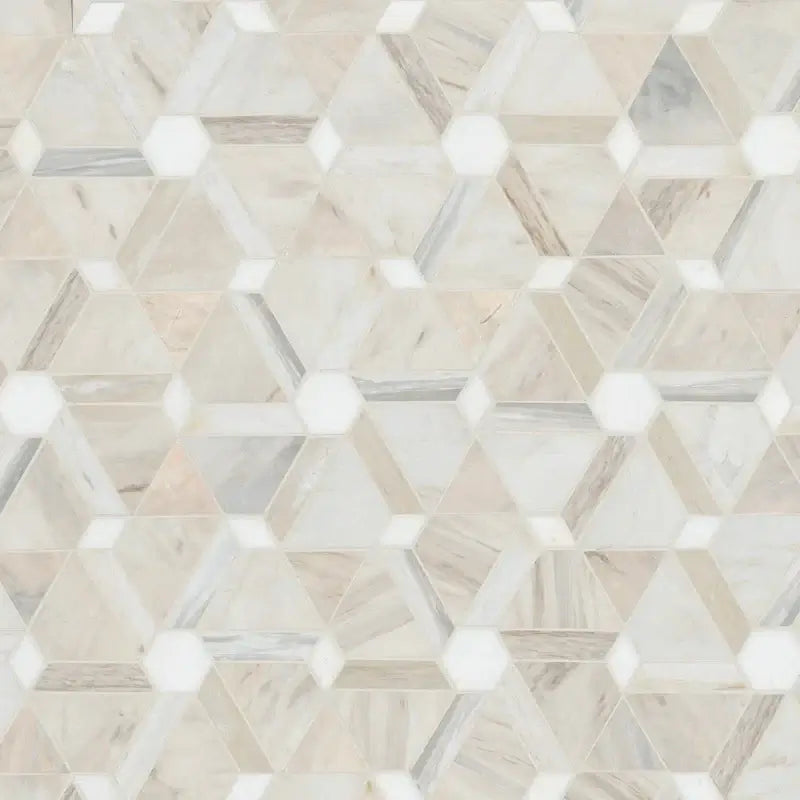 Angora Floralis 11" X 12" Polished Marble Mosaic Floor And Wall Tile