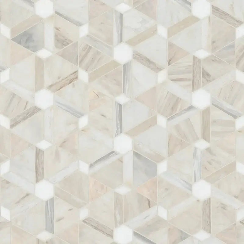 Angora Floralis 11" X 12" Polished Marble Mosaic Floor And Wall Tile