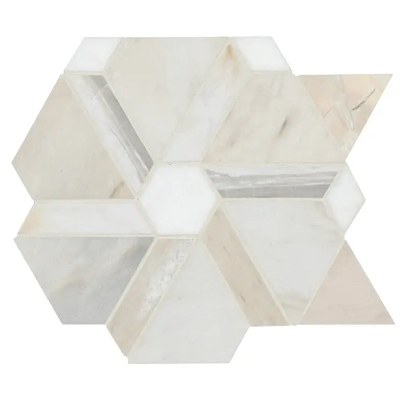 Angora Floralis 11" X 12" Polished Marble Mosaic Floor And Wall Tile