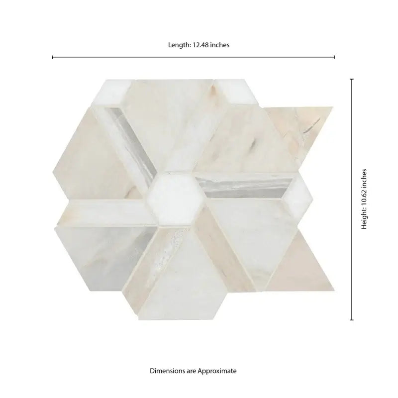 Angora Floralis 11" X 12" Polished Marble Mosaic Floor And Wall Tile