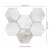 5” Arabescato Venato White Hexagon 10" X 13" Honed Marble Mosaic Floor And Wall Tile