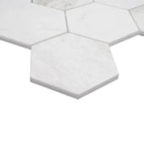 5” Arabescato Venato White Hexagon 10" X 13" Honed Marble Mosaic Floor And Wall Tile