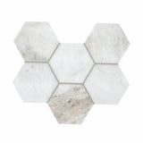 5” Arabescato Venato White Hexagon 10" X 13" Honed Marble Mosaic Floor And Wall Tile