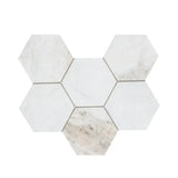 5” Arabescato Venato White Hexagon 10" X 13" Honed Marble Mosaic Floor And Wall Tile