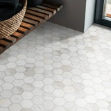 5” Arabescato Venato White Hexagon 10" X 13" Honed Marble Mosaic Floor And Wall Tile