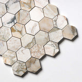 2” CalaVerde Green Honed Hexagon Marble Mosaic 10 3/8 " x 12 " x 3/8