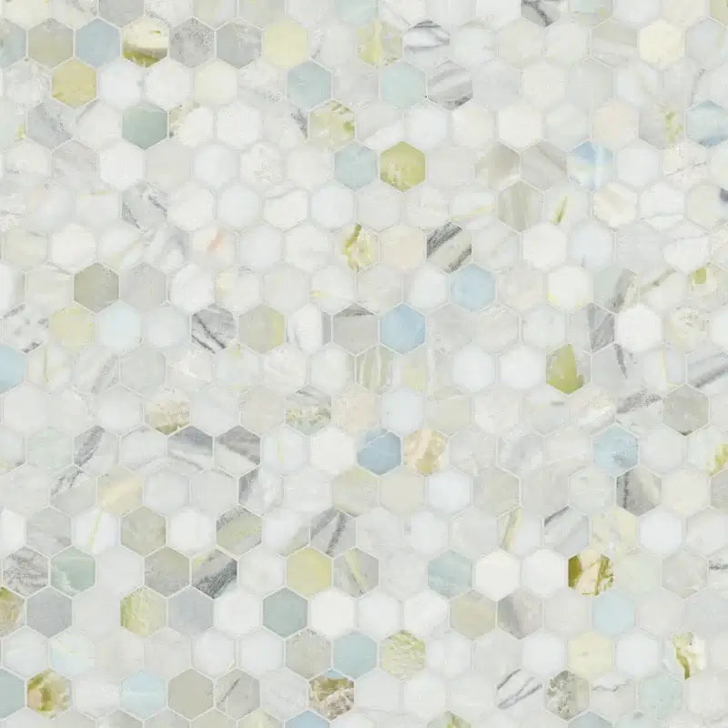 2” Cloudland Hexagon 12" X 12" Polished Marble Mosaic Floor And Wall Tile