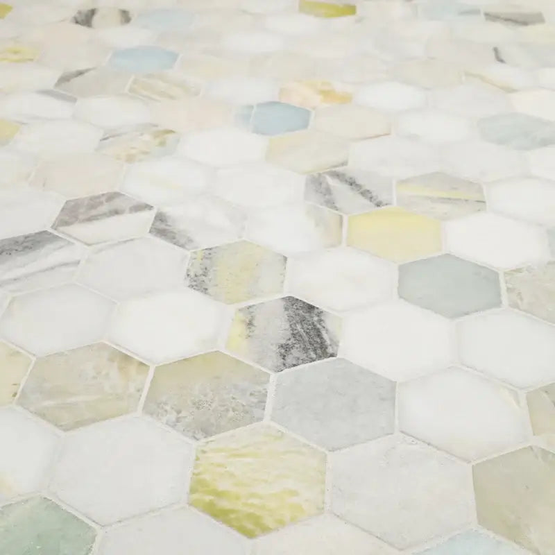 2” Cloudland Hexagon 12" X 12" Polished Marble Mosaic Floor And Wall Tile