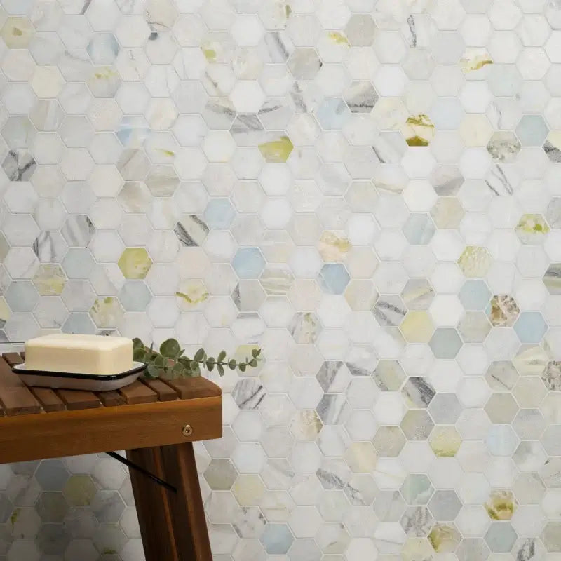 2” Cloudland Hexagon 12" X 12" Polished Marble Mosaic Floor And Wall Tile
