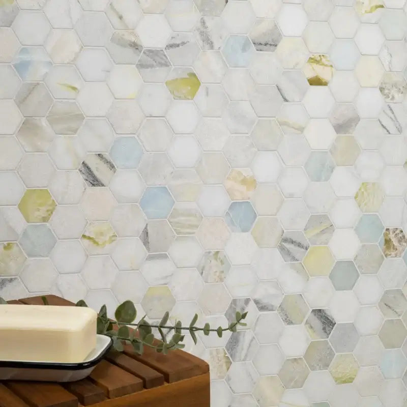 2” Cloudland Hexagon 12" X 12" Polished Marble Mosaic Floor And Wall Tile