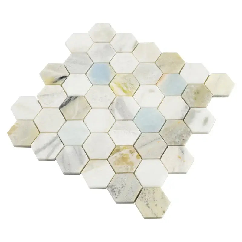 2” Cloudland Hexagon 12" X 12" Polished Marble Mosaic Floor And Wall Tile