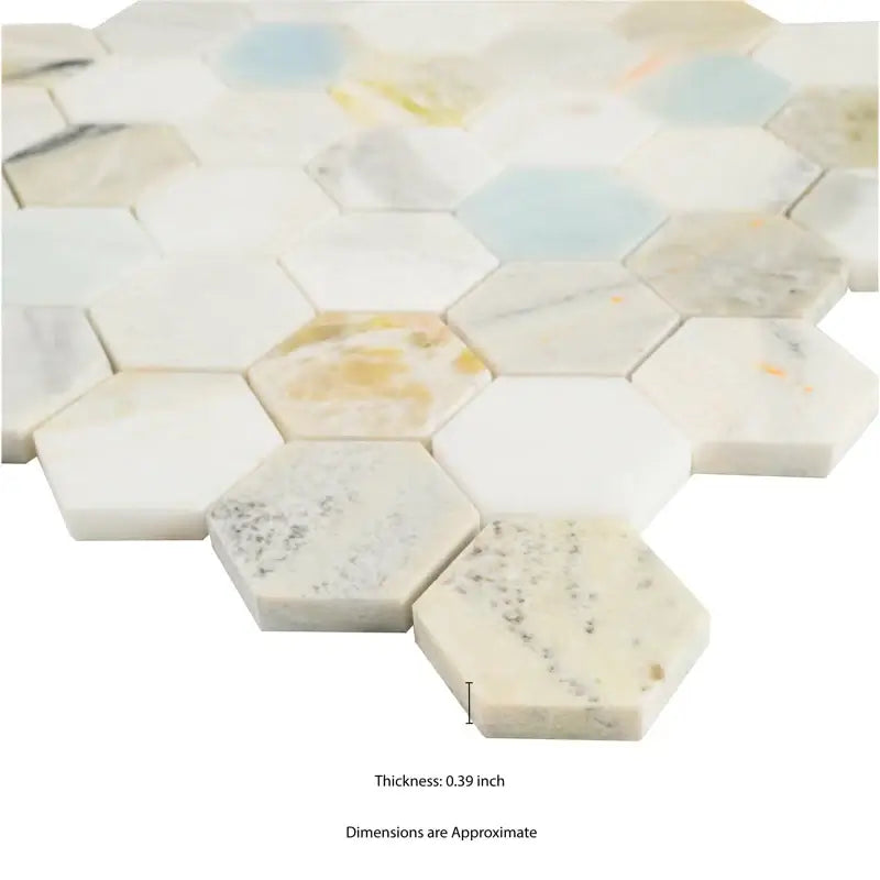 2” Cloudland Hexagon 12" X 12" Polished Marble Mosaic Floor And Wall Tile