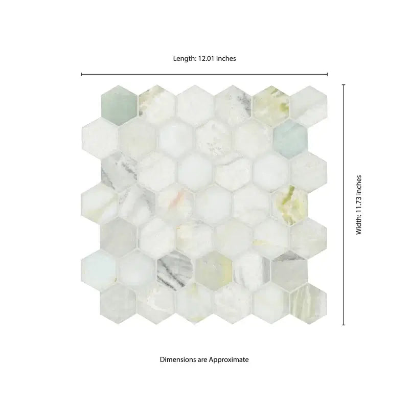 2” Cloudland Hexagon 12" X 12" Polished Marble Mosaic Floor And Wall Tile