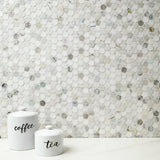 Cloudland Penny Round Pattern 12" X 12" Polished Marble Mosaic Floor And Wall Tile