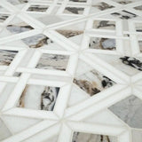 Tessere Pattern Viola 12" X 12" Polished Marble Mosaic Floor And Wall Tile