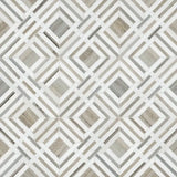 Thassos Wellington Pattern 12" X 12" Polished Marble Mosaic