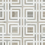 Thassos Wellington Pattern 12" X 12" Polished Marble Mosaic