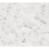 MSI 12x13 Calacatta Blanco Floral Motive Polished Marble Mosaic