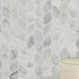 MSI 12x13 Calacatta Blanco Floral Motive Polished Marble Mosaic