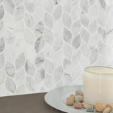 MSI 12x13 Calacatta Blanco Floral Motive Polished Marble Mosaic