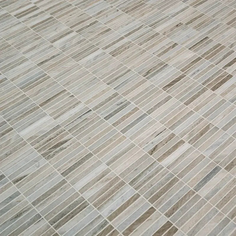 Ravello Mini Stack 12" X 12" Honed Marble Mosaic Floor And Wall Tile, 5/8”x4”