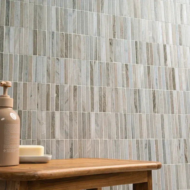 Ravello Mini Stack 12" X 12" Honed Marble Mosaic Floor And Wall Tile, 5/8”x4”