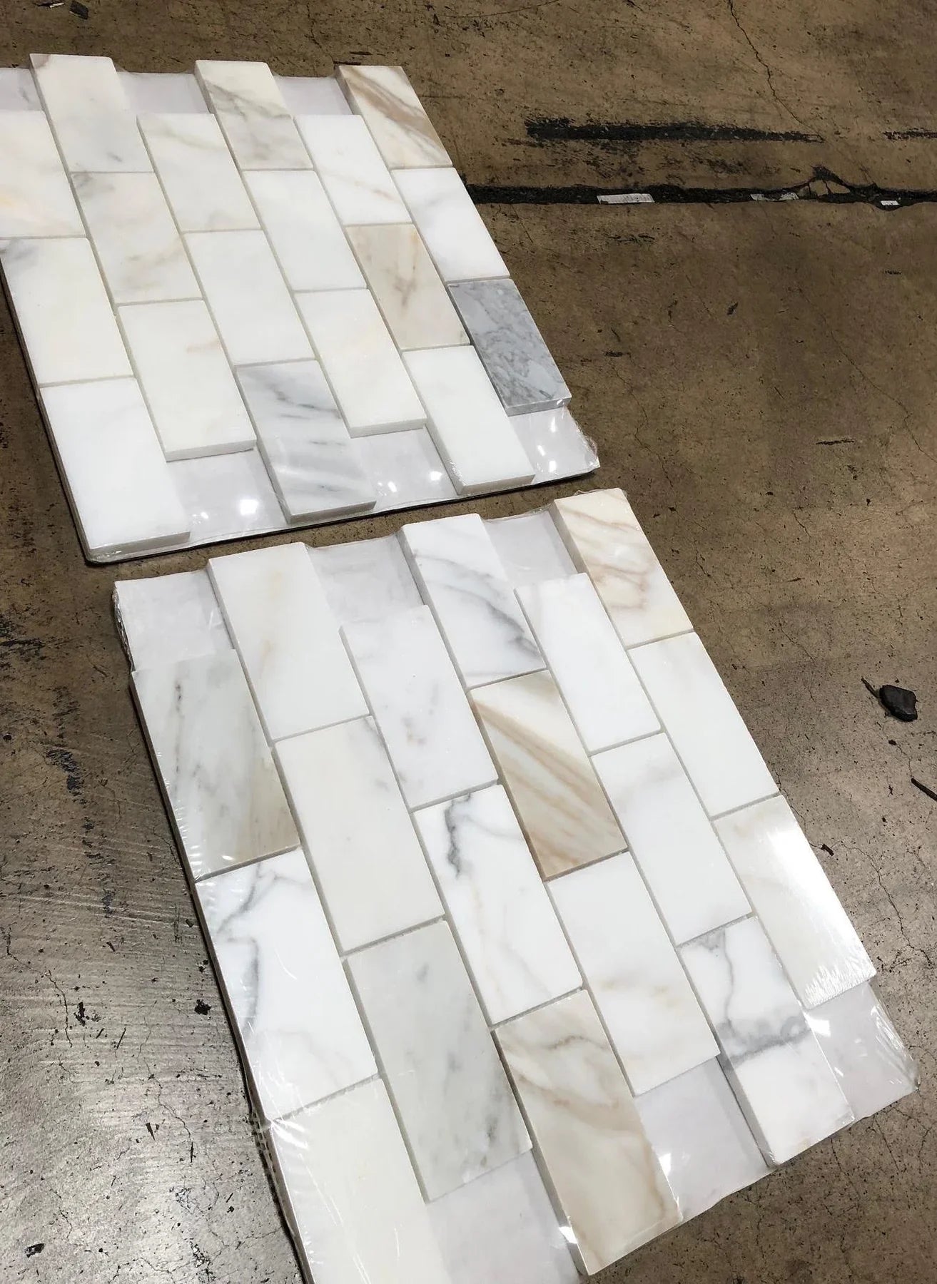 Tuscan 2x4 Calacatta Gold Italian Marble Mosaic Tile
