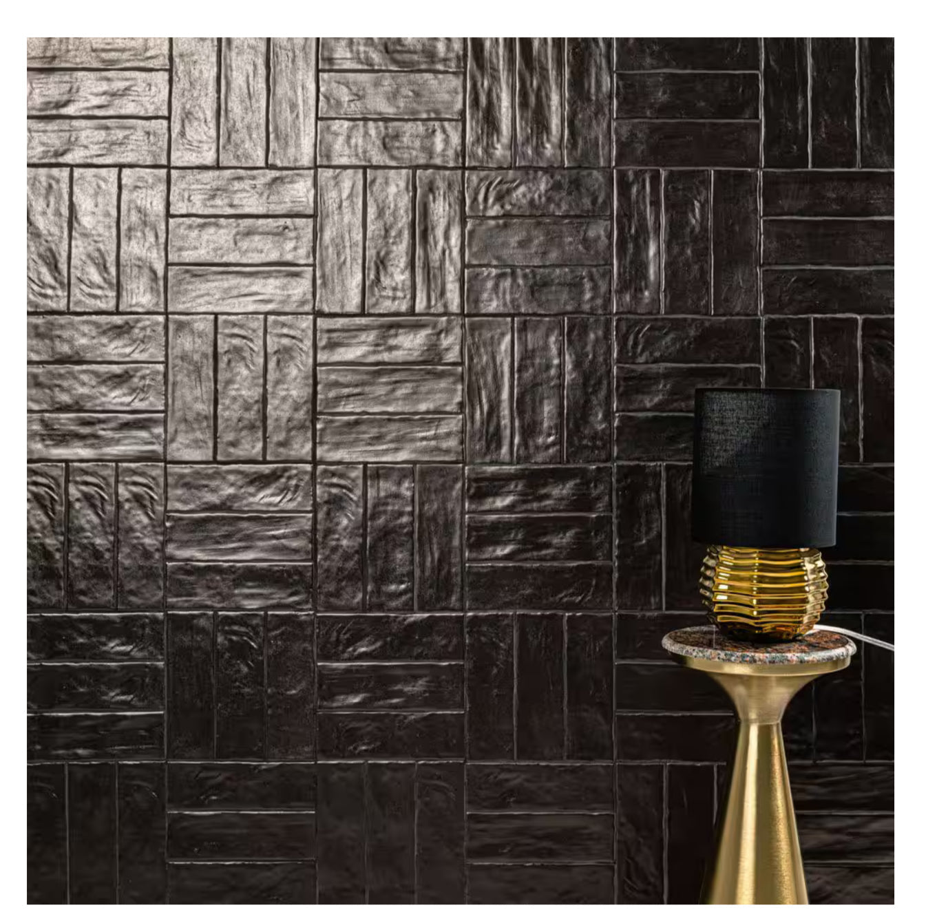 Zelyge Midnight Zest 2.5x8 Satin Ceramic Zellige Look Wall Tile