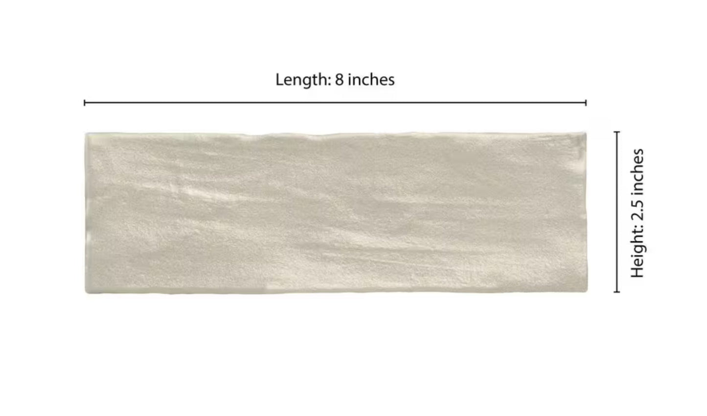 Zelyge Aloe Zest 2.5x8 Satin Ceramic Zellige Look Wall Tile