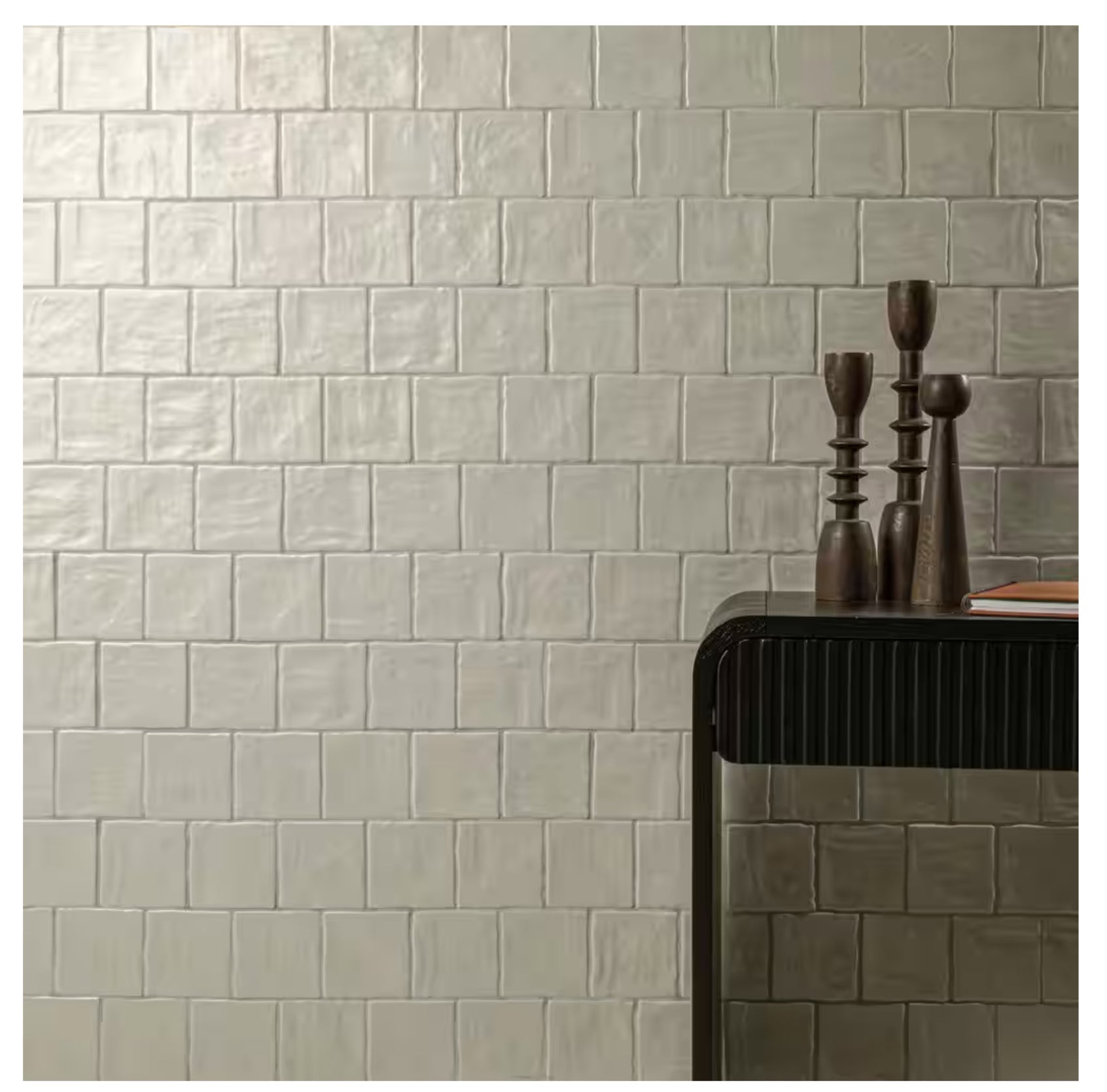 Zelyge Aloe Zest 4” x 4” Satin Ceramic Zellige Look Wall Tile
