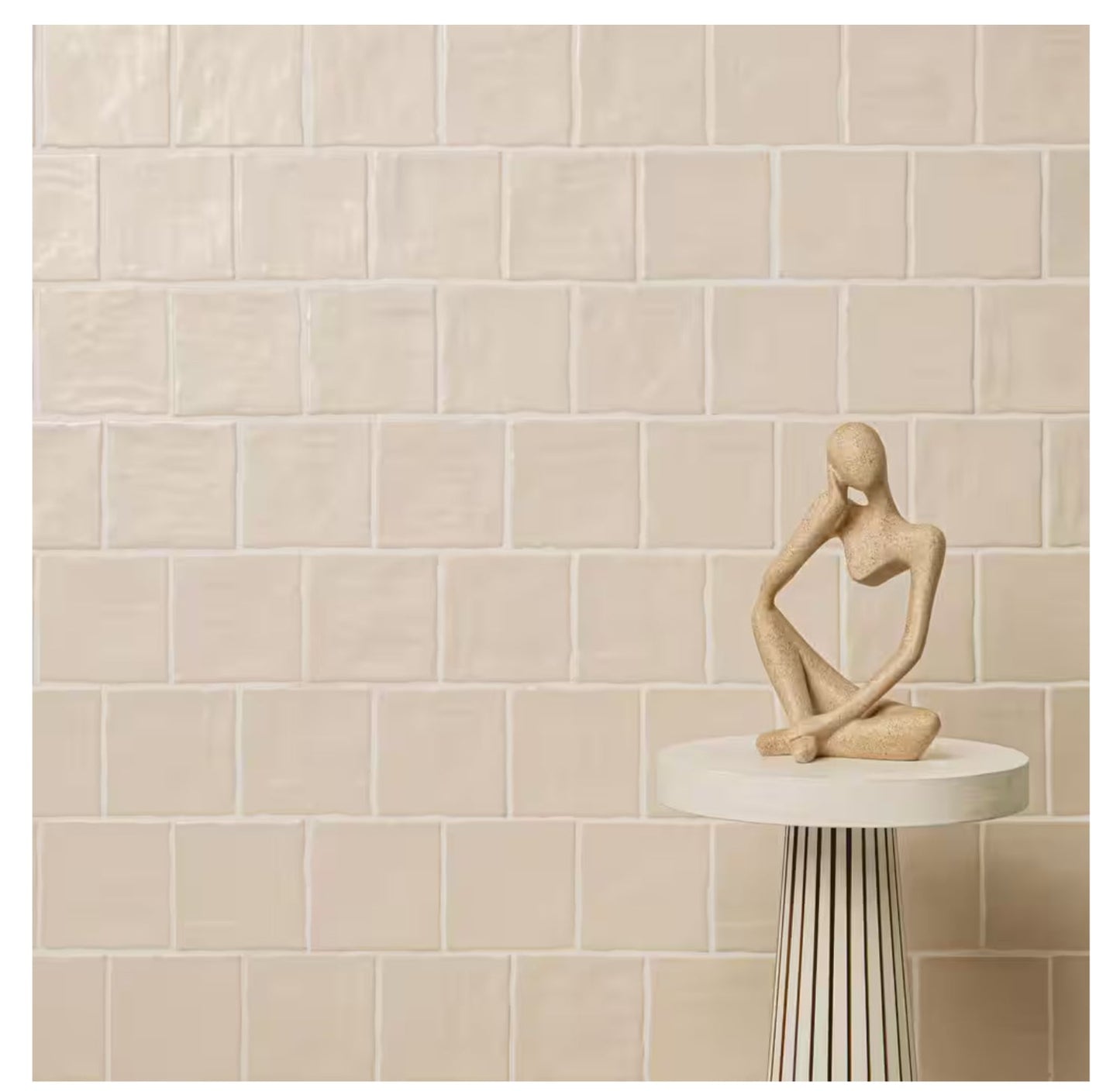 Zelyge Sand Zest 4” x 4” Satin Ceramic Zellige Look Wall Tile