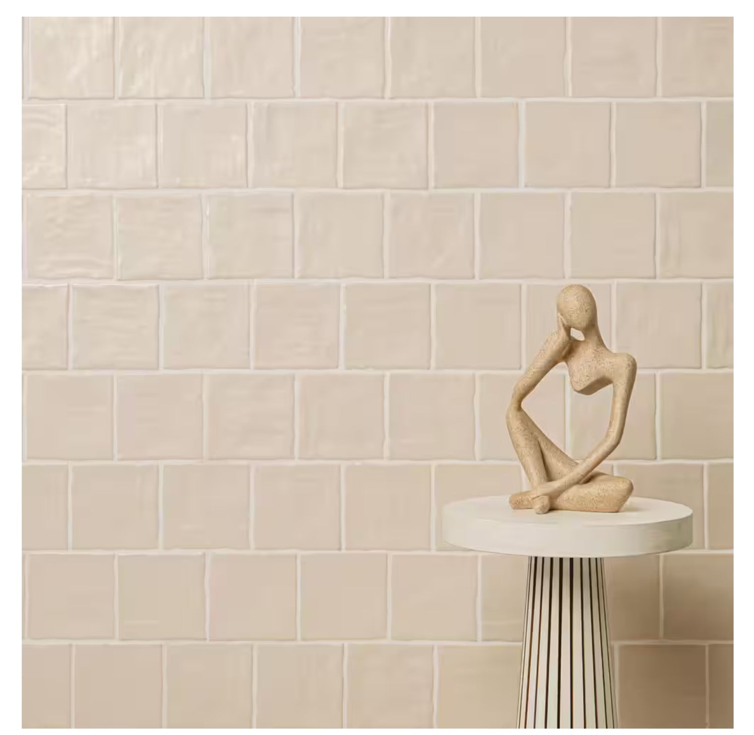 Zelyge Sand Zest 4” x 4” Satin Ceramic Zellige Look Wall Tile