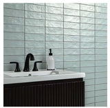 Zelyge Sky Zest Subway 2.5 in. x 8 in. Satin Ceramic Zellige Look Wall Tile