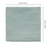 Zelyge Sky Zest 4” x 4” Satin Ceramic Zellige Look Wall Tile