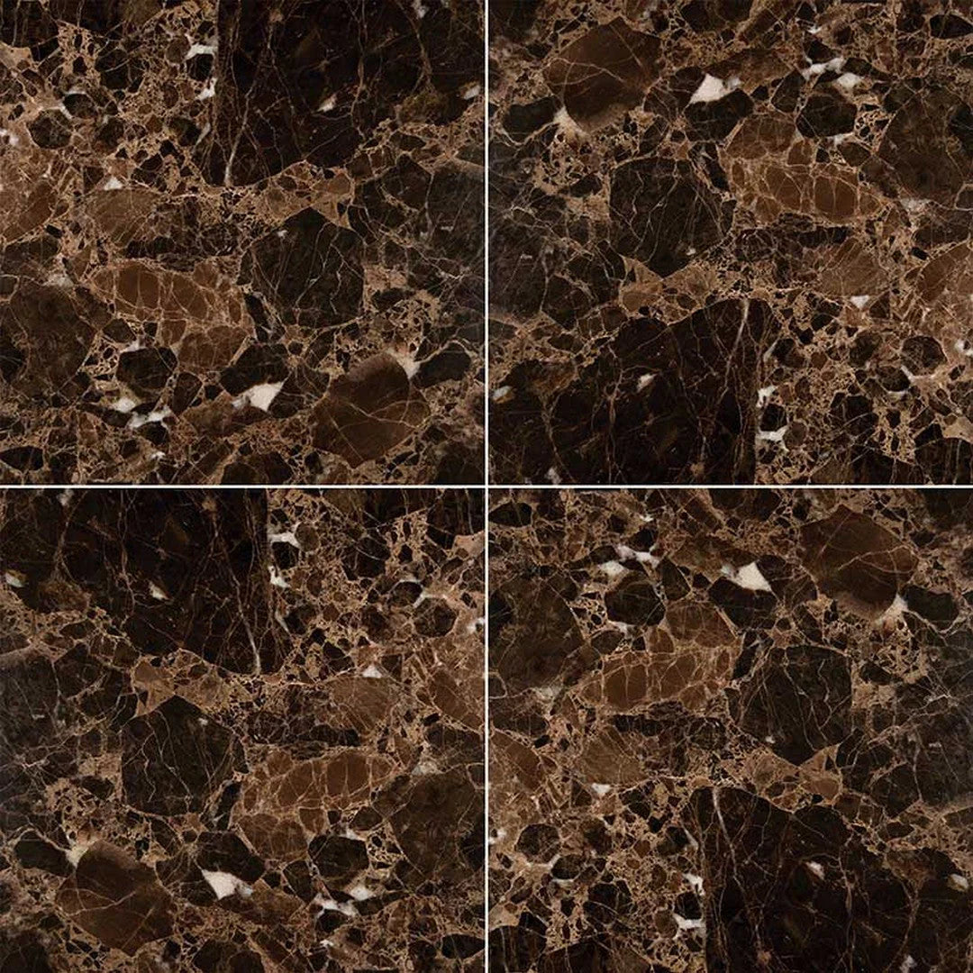 18x18 Iberian Emperador Dark Marble Floor & Wall Tile from Spain