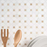 MSI Bianco Dolomite Crema Dotty Polished Marble Mosaic