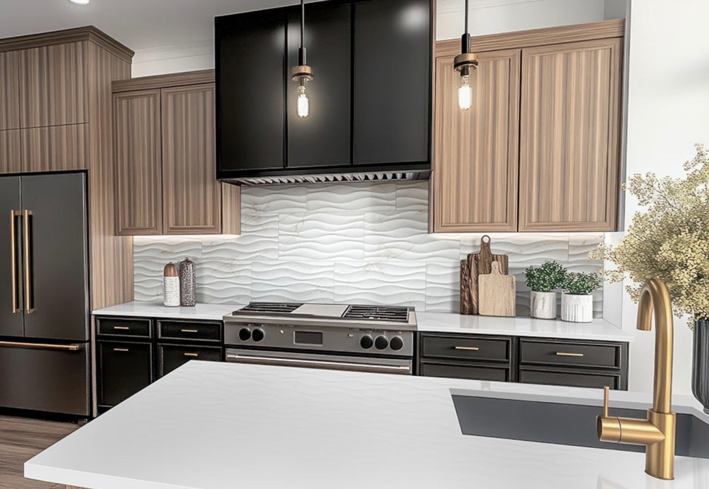 Dymo Calacatta Wavy White Glossy Ceramic 3D Patterned Tile 12x24 Wall Only