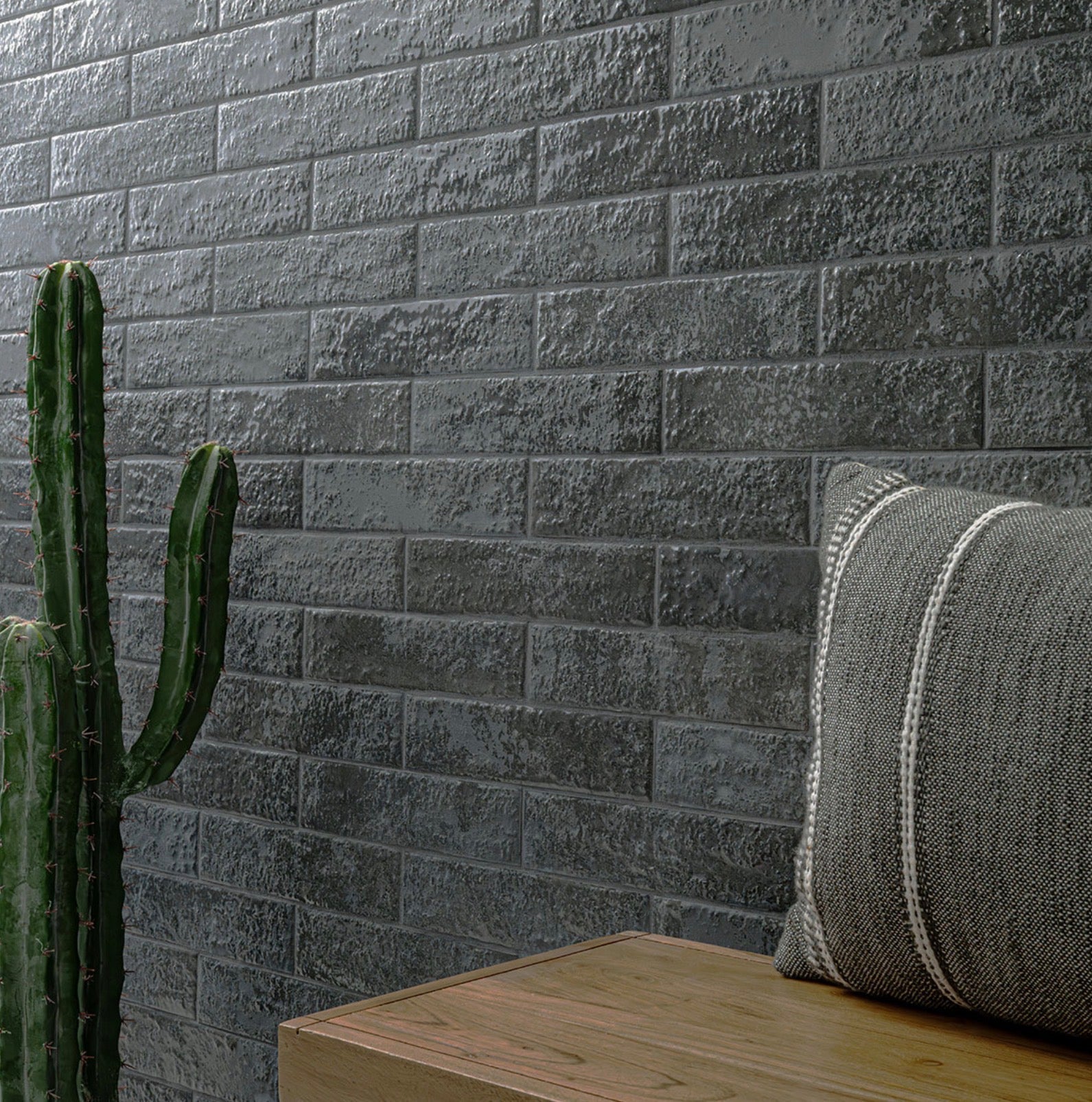 Mattonella Carbone 2.5X10 Glazed Porcelain Wall Tile