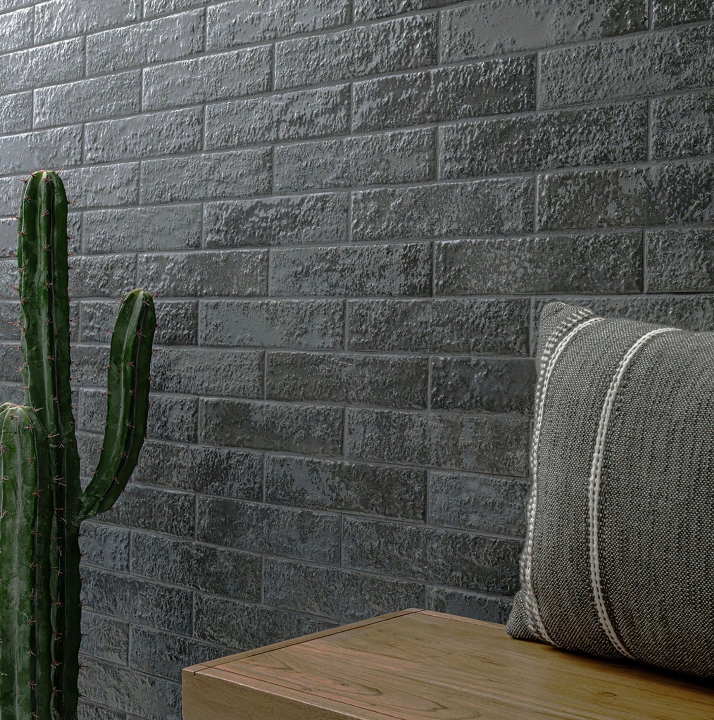 Mattonella Carbone 2.5X10 Glazed Porcelain Wall Tile
