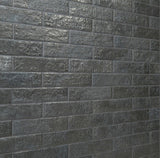 Mattonella Carbone 2.5X10 Glazed Porcelain Wall Tile