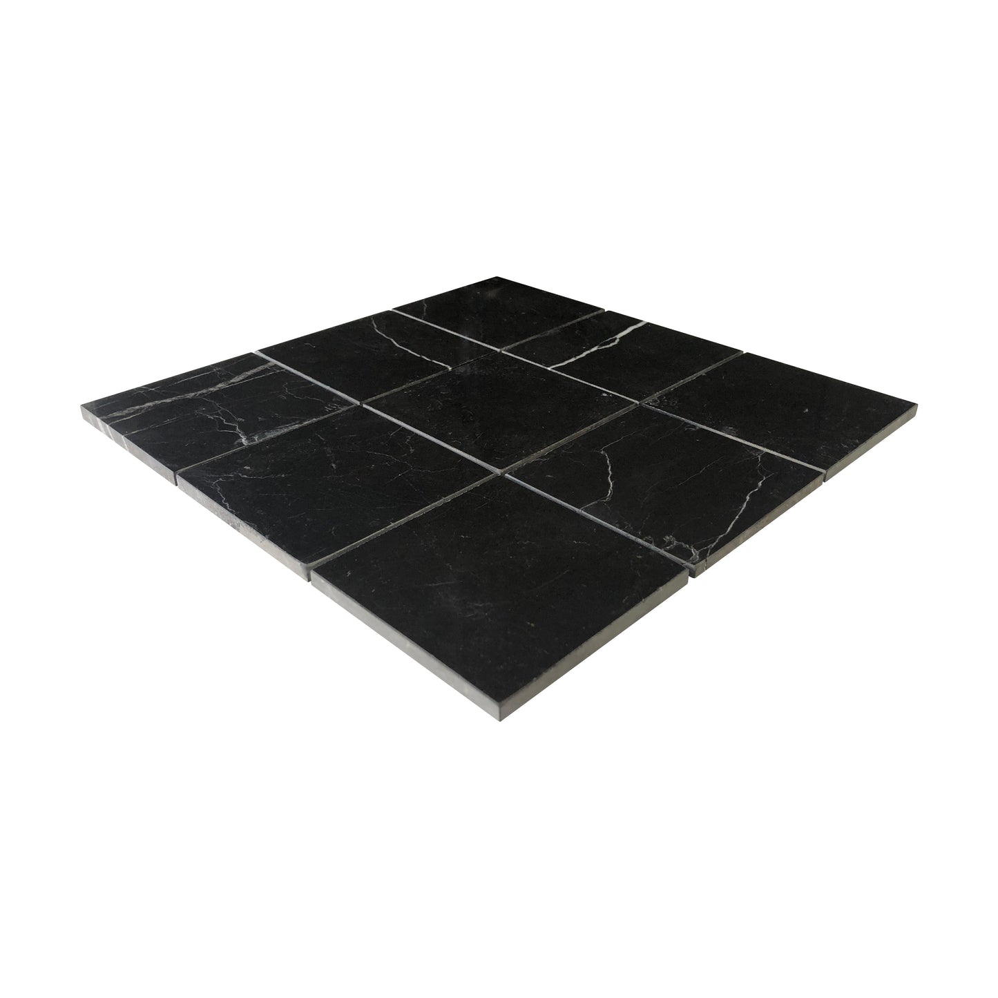 Nero Marquina Black 4x4 Marble Tile Polished